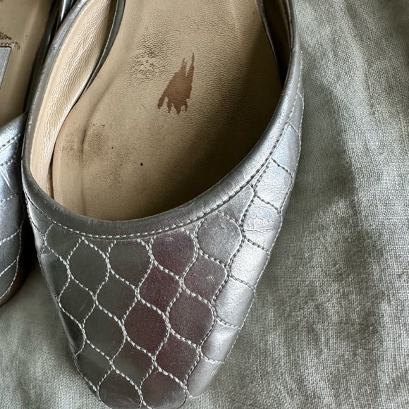 Vintage Jimmy Choo D’Orsay silver quilted leather slip on shoes - Picture 5 of 6